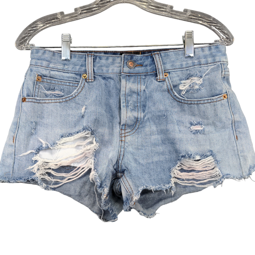 Twelve By Ontwelfth Womens Cut Off Jean Shorts Blue Size 27 Denim Distressed